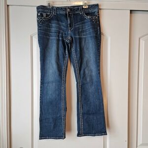Paisley Sky‎ Womens Jeans Bootcut Embellished Rhinestone Stretchy Denim Size 14